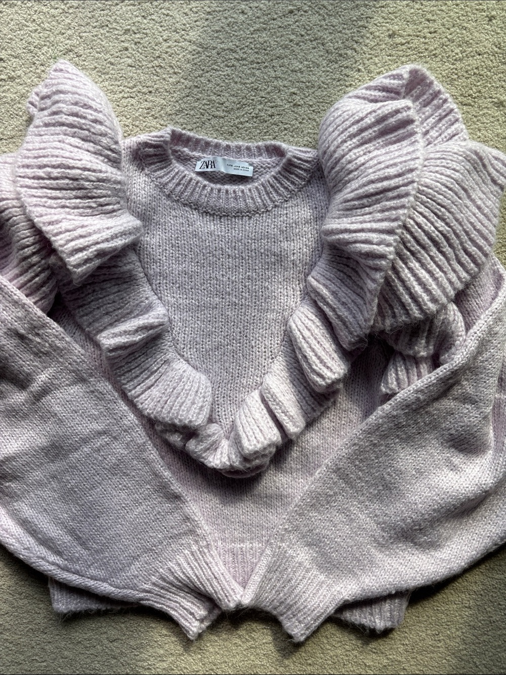 Zara Light Purple Ruffled Knit Sweater